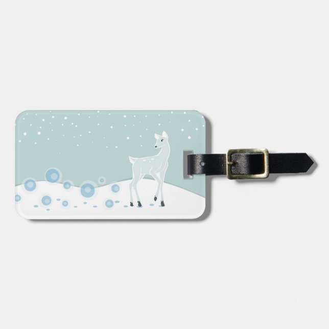 Etiqueta De Bagagem Snowy Deer (Frente Horizontal)