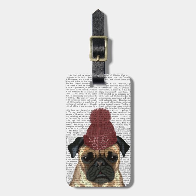Etiqueta De Bagagem Snug Pug (Frente Vertical)