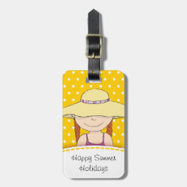 Etiqueta De Bagagem Sol amarelo brilhante que a moça polka nomeou etiq