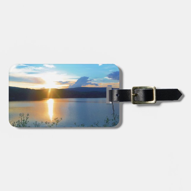 Etiqueta De Bagagem Sol azul no lago (Frente Horizontal)