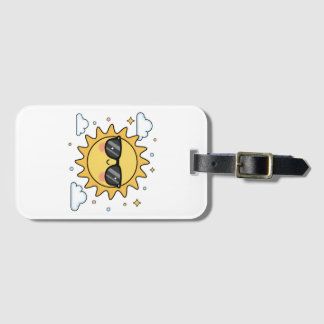 Etiqueta De Bagagem Sol Cartoon Sorridente Feliz - Sóis Kawaii Minimal