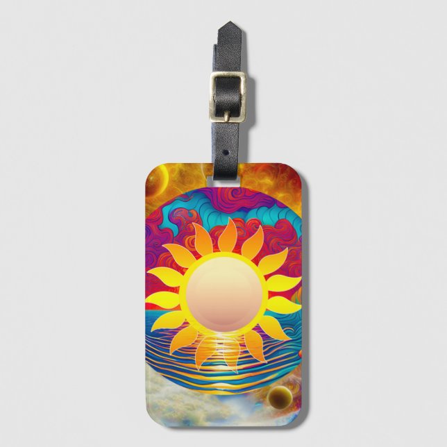 Etiqueta De Bagagem Sol cósmico (Frente Vertical)