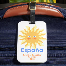 Etiqueta De Bagagem Sol Feliz Espanha Itália México Reunião de Família