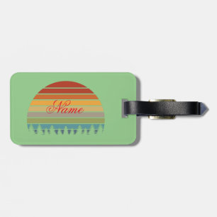 Etiqueta De Bagagem Sol listrado de várias cores com árvores Thunder