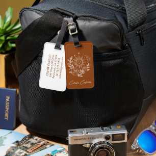 Etiqueta De Bagagem Sol Lua & Rosas Mágico Boho Terroso Personalizado