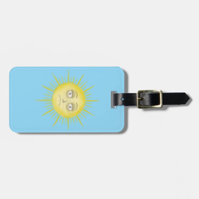 Etiqueta De Bagagem Sol Mal-Humorado, Lua Sonolenta (Frente Horizontal)