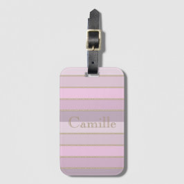 Etiqueta De Bagagem Sombras de listras cor-de-rosa nome personalizado