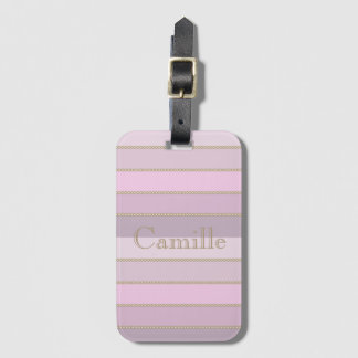 Etiqueta De Bagagem Sombras de listras cor-de-rosa nome personalizado