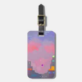 Etiqueta De Bagagem Sonho de Paisagem Urbana Arte Abstrata