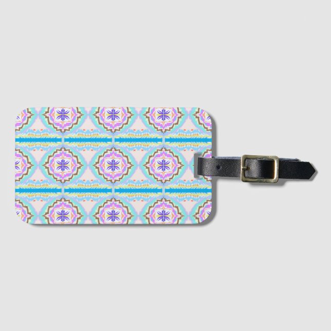 Etiqueta De Bagagem Sonho Pastel Boho Geométrico Caleidoscópio (Frente Horizontal)