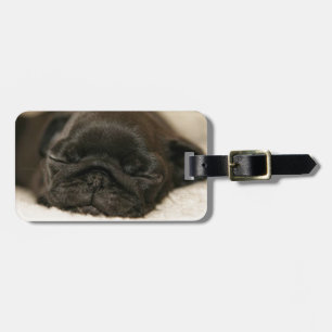 Etiqueta De Bagagem Sono preto do filhote de cachorro do Pug