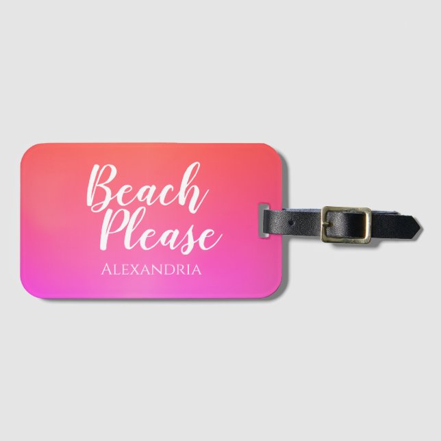 Etiqueta De Bagagem Sopro Laranja Rosa de Praia Personalizado (Frente Horizontal)