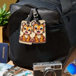Etiqueta De Bagagem Sorrindo imagem de tigre bebê