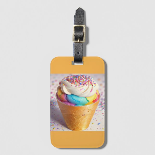 Etiqueta De Bagagem Sorvete Cone Sprinkles (Frente Vertical)