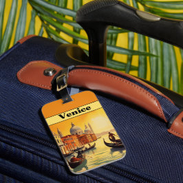 Etiqueta De Bagagem Souvenir de Férias Itália Veneza Grande Canal Vint