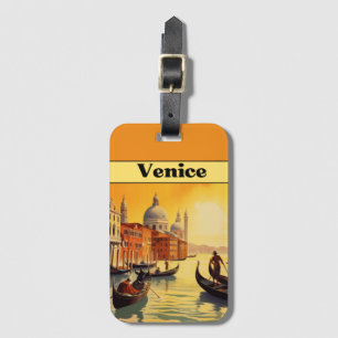 Etiqueta De Bagagem Souvenir de Férias Itália Veneza Grande Canal Vint