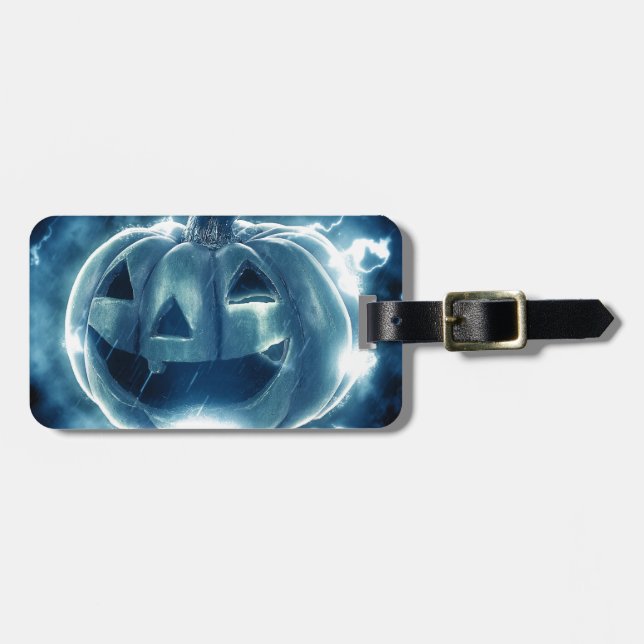 Etiqueta De Bagagem Spooky Jack-o-Lantern (Frente Horizontal)