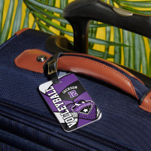 Etiqueta De Bagagem Sport Volleyball 🏐 - Purple, White, Black