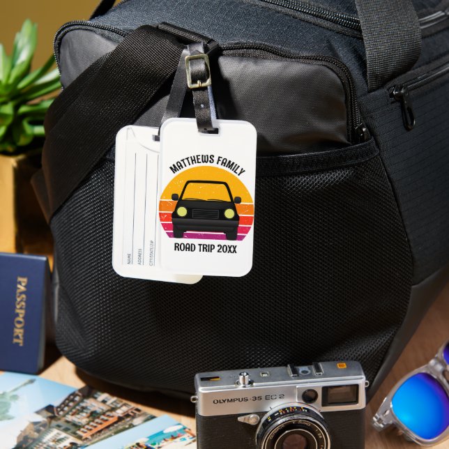 Etiqueta De Bagagem Spring Break Road Trip Sunset Customized (Frente e Verso)
