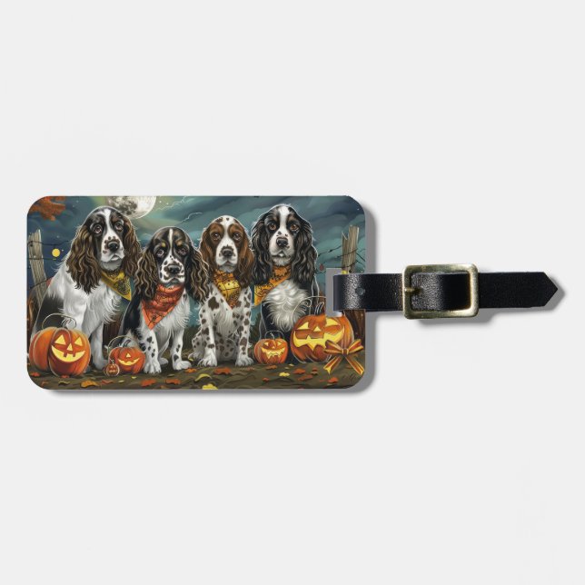 Etiqueta De Bagagem Springer Spaniel Halloween Spooky (Frente Horizontal)
