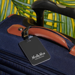 Etiqueta De Bagagem Sr. e Sra. Cinzas Escuras Minimalistas