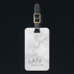 Etiqueta De Bagagem Sr. e Sra. | Elegante White Marble Modern Script<br><div class="desc">"Sr. e Sra." Elegante White Marble Modern Script Personalizado Gift Perfeito do Casal como presentes de casamento para os novos presentes de aniversário de casamento, presentes de Dia de os namorados e presentes para qualquer ocasião.</div>