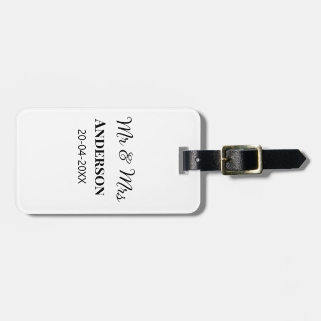 Etiqueta De Bagagem Sr & Sra adicionar sobrenome data ano lembrancinha (Frente Horizontal)