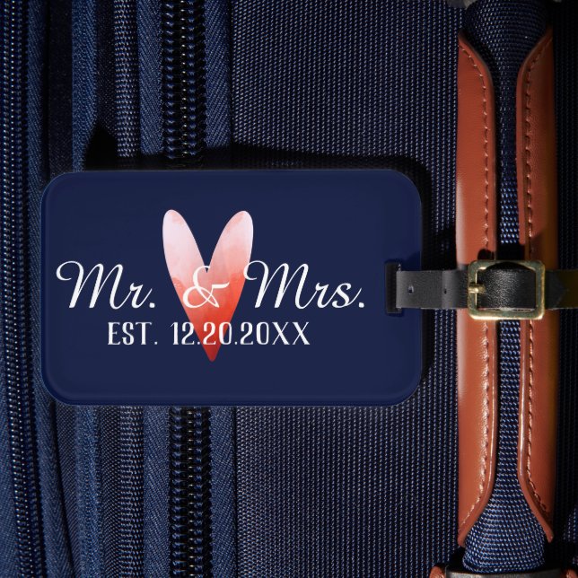 Etiqueta De Bagagem Sr. & Sra. Personalizada Newlyweds (Frente Insitu 4)