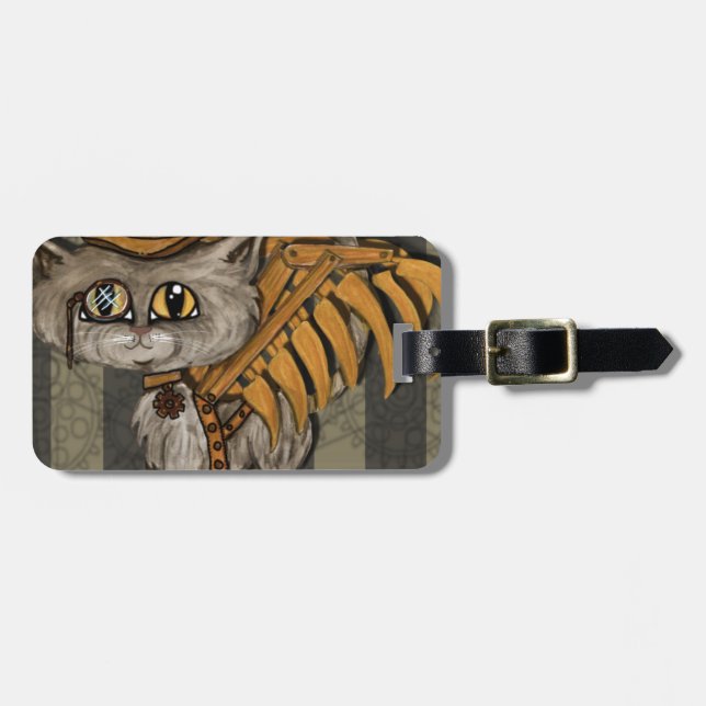 Etiqueta De Bagagem Sr. Tipps Steampunk Gato Fada (Frente Horizontal)