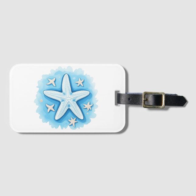 Etiqueta De Bagagem Starfish in Blue (Frente Horizontal)