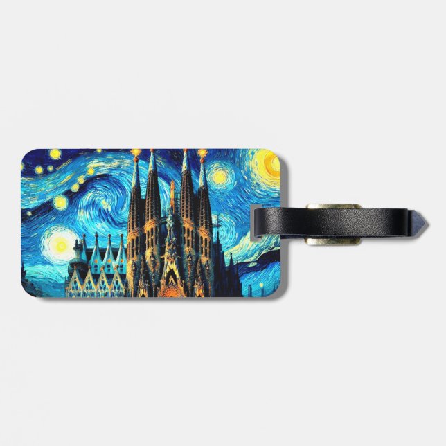 Etiqueta De Bagagem Starry Sagrada Familia Barcelona (Traseira Horizontal)