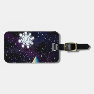 Etiqueta De Bagagem Starry Sky com flocos de neve grandes