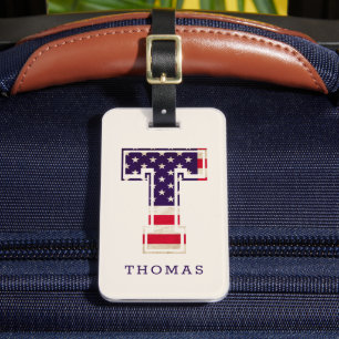 Etiqueta De Bagagem Stars & Stripe EUA Flag T Monograma