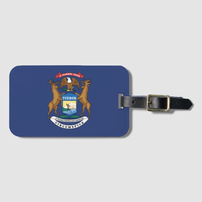 Etiqueta De Bagagem State Flag of Michigan, EUA (Frente Horizontal)