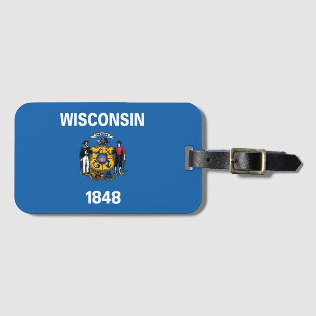 Etiqueta De Bagagem State Flag of Wisconsin, EUA (Frente Horizontal)