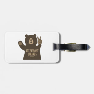 Etiqueta De Bagagem Steamboat Primavera Colorado Peace Bear