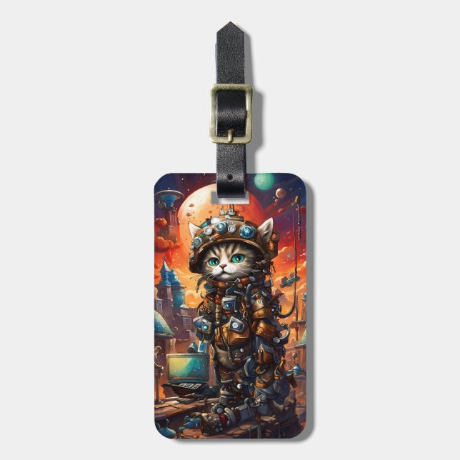 Etiqueta De Bagagem Steampunk Cat I (Frente Vertical)