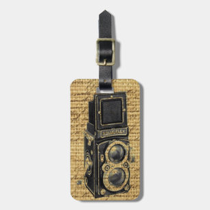Etiqueta De Bagagem steampunk vintage scripts burlap antiga câmera