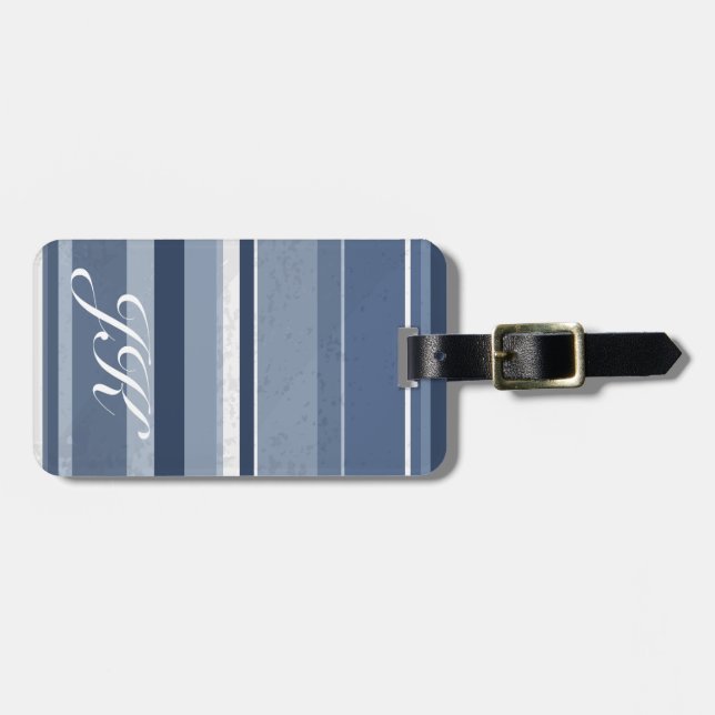 Etiqueta De Bagagem Stripes Azul (Frente Horizontal)