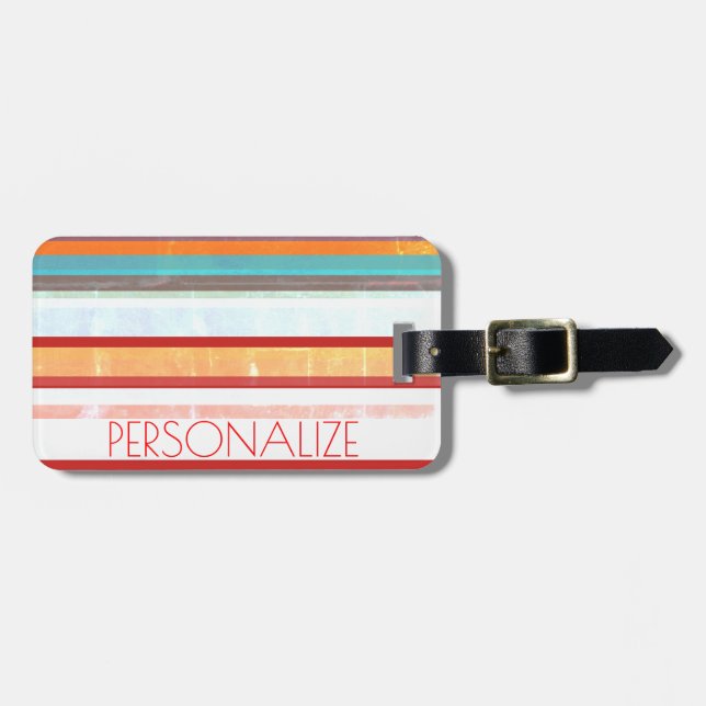 Etiqueta De Bagagem Stripes Personalizadas (Frente Horizontal)