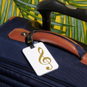 Etiqueta De Bagagem Sua Nota Musical Limpa ouro Treble