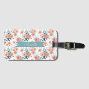 Etiqueta De Bagagem Suave Rosa Floral Personalizado de Primavera Vinta
