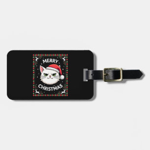Etiqueta De Bagagem Suéter Feio de Natal do Gato Smudge (1)