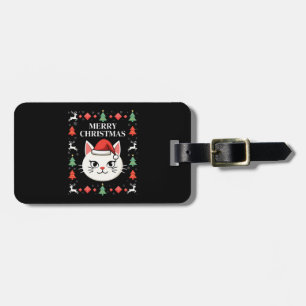 Etiqueta De Bagagem Suéter Feio de Natal do Gato Smudge (2)