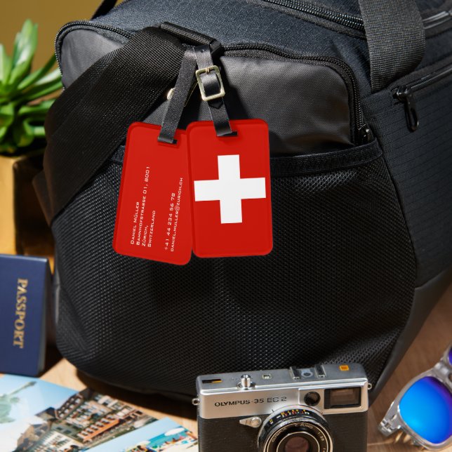 Etiqueta De Bagagem Suiça (Frente e verso)