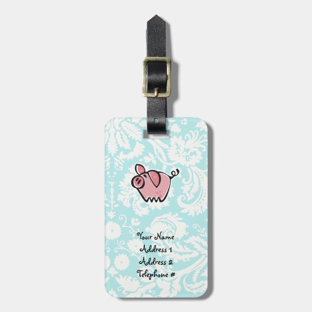 Etiqueta De Bagagem Suíno; Cuja (Frente Vertical)