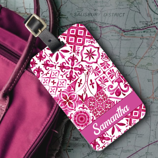 Etiqueta De Bagagem Summer majolica vermelha Siciliana (Criador carregado)