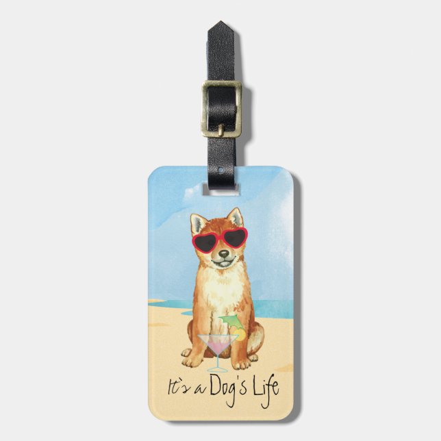 Etiqueta De Bagagem Summer Shiba Inu (Frente Vertical)
