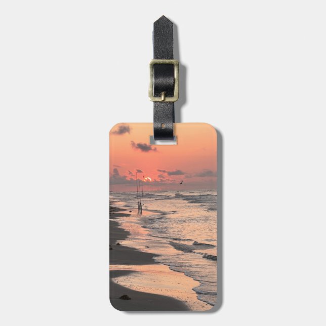 Etiqueta De Bagagem Sunrise na Costa do Texas, personalizada (Frente Vertical)
