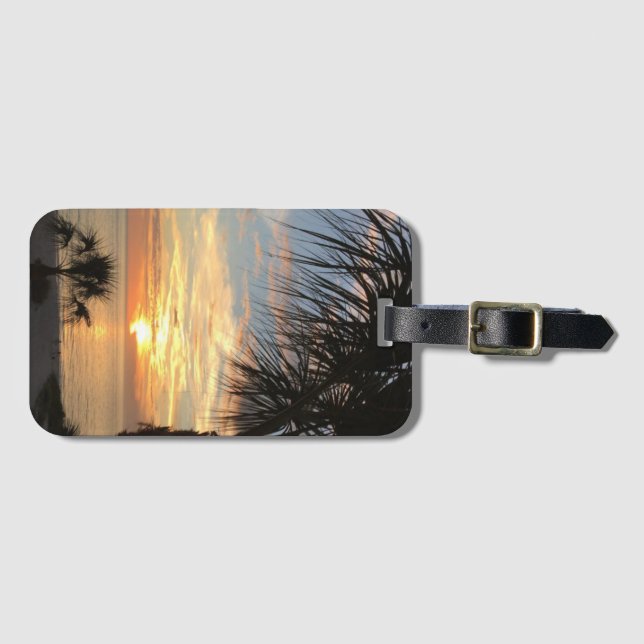Etiqueta De Bagagem Sunset Na Praia (Frente Horizontal)
